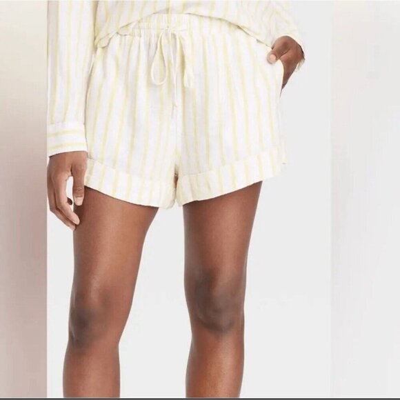 Universal Thread Womens Size Large Striped Drawstring Linen Blend Shorts 633 - Picture 1 of 7